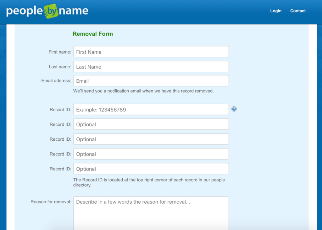 remove yourself from people by name opt out removal