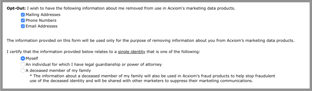 remove yourself from acxiom opt out removal