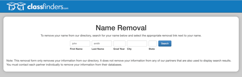 How to Remove Yourself from ClassFinders opt out removal