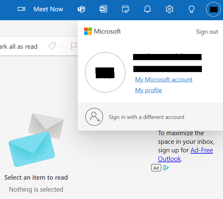 Microsoft profile option