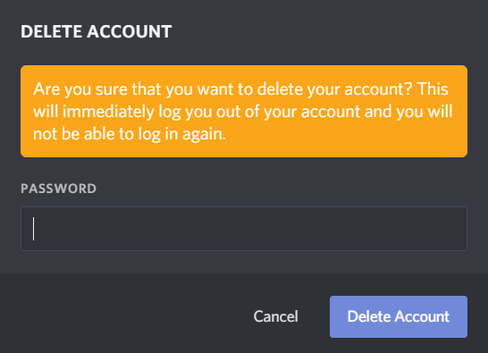 Delete Discord account