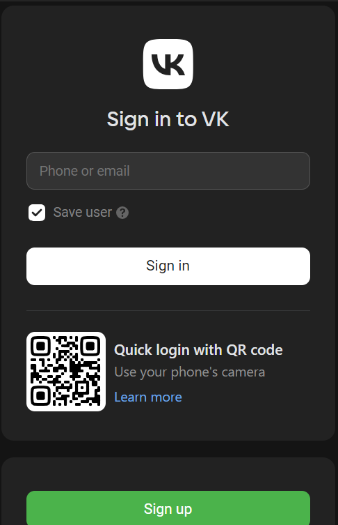 VK login
