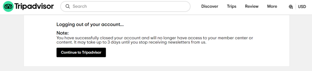Tripadvisor - logging out of your account 