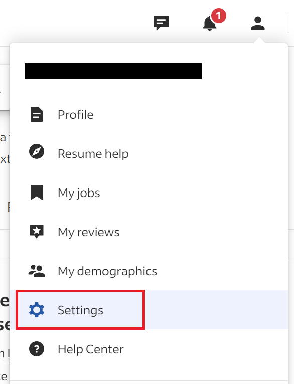 Indeed settings link