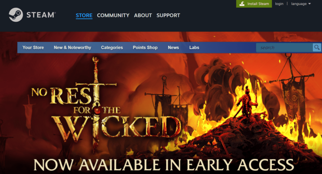 Steam homepage