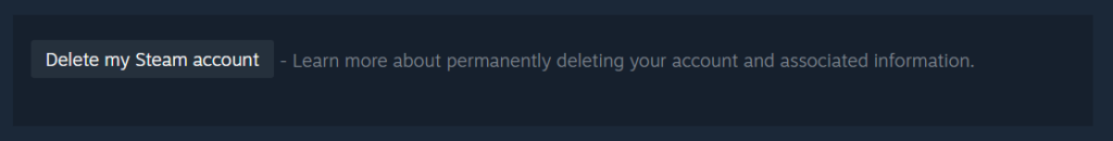 "Delete my Steam account" button