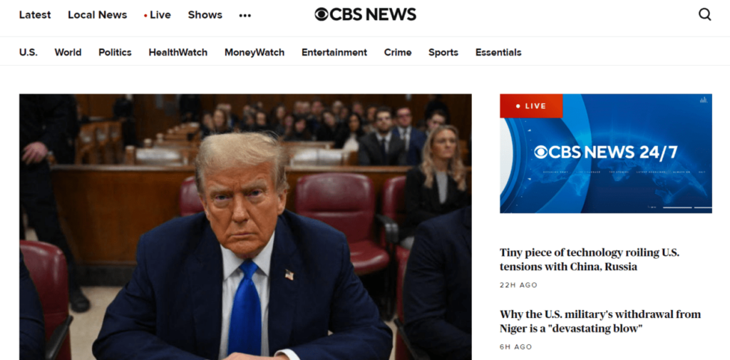 CBS News homepage 