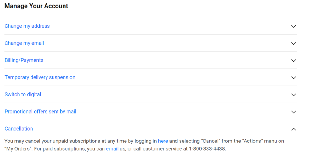 Car and Driver - Manage Your Account page