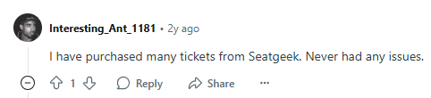Redditor's (positive) experience with SeatGeek