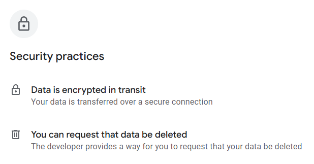 SeatGeek security practices according to its Google Play page