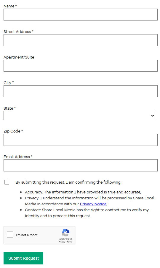 ShareLocalMedia opt out form personal information 