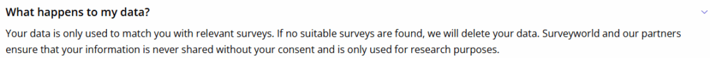 Survey World "What happens to my data?" 