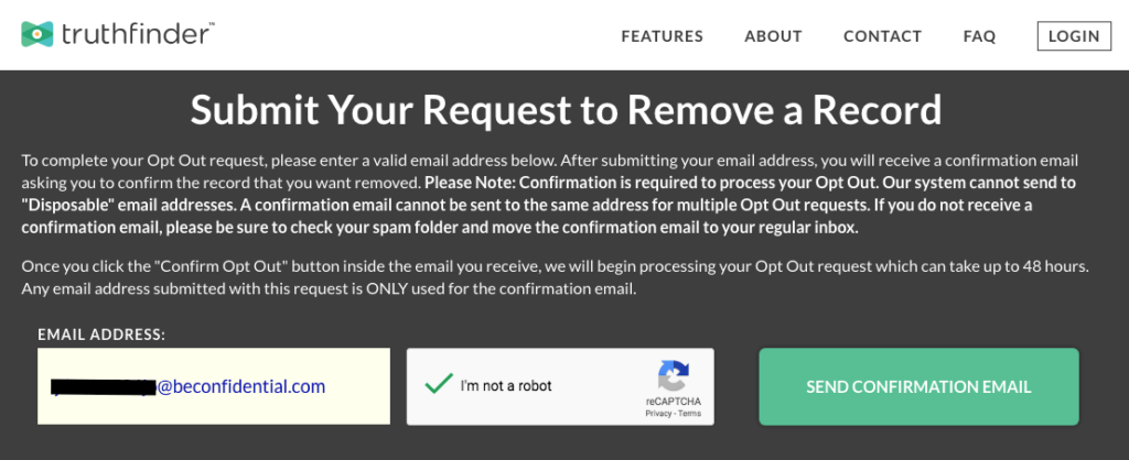remove yourself from truth finder