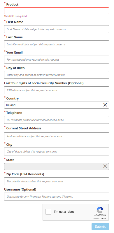 ThompsonReuters opt out form