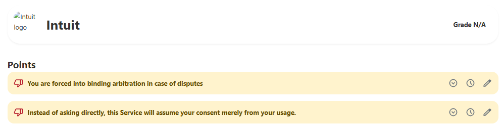 TurboTax Terms of Service; Didn't Read page