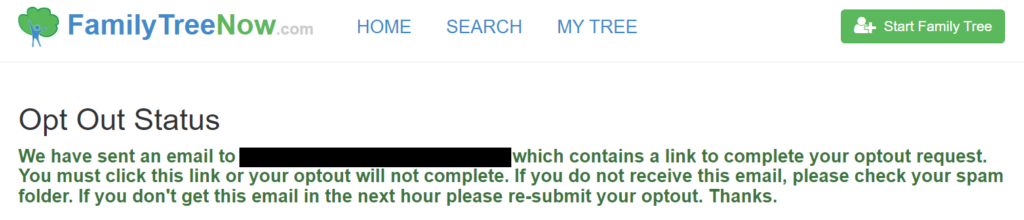 FamilyTreeNow opt out status