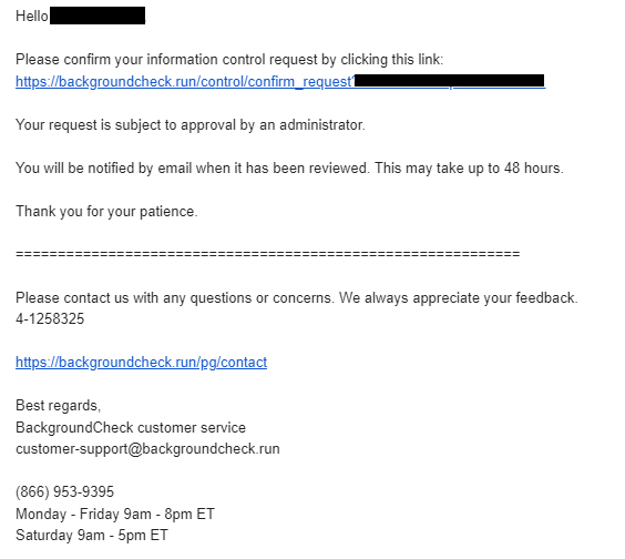 Backgroundcheck.run email with a verification link