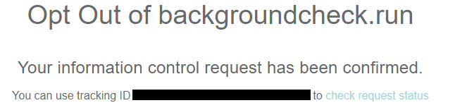 Backgroundcheck.run opt out request confirmation
