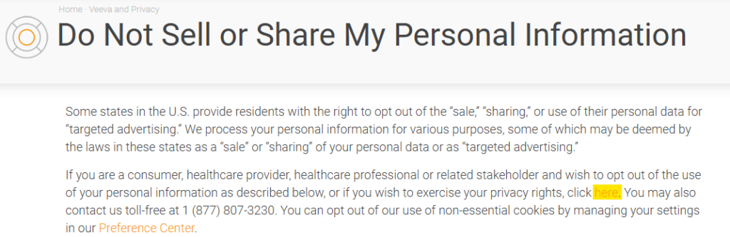 Veeva link to opt out