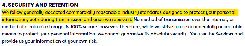 Vivid Seats "Security and retention" 