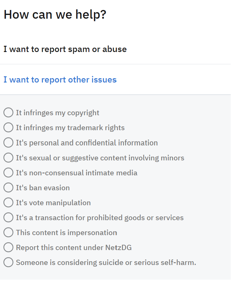 Report post on Reddit