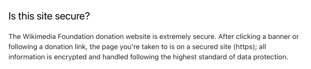 Is Wikimedia Foundation donation site secure?