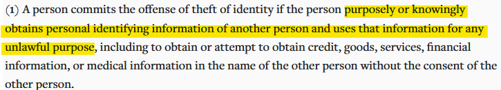 Montana theft of identity 