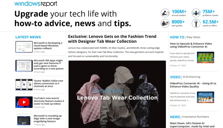 Windows Report homepage