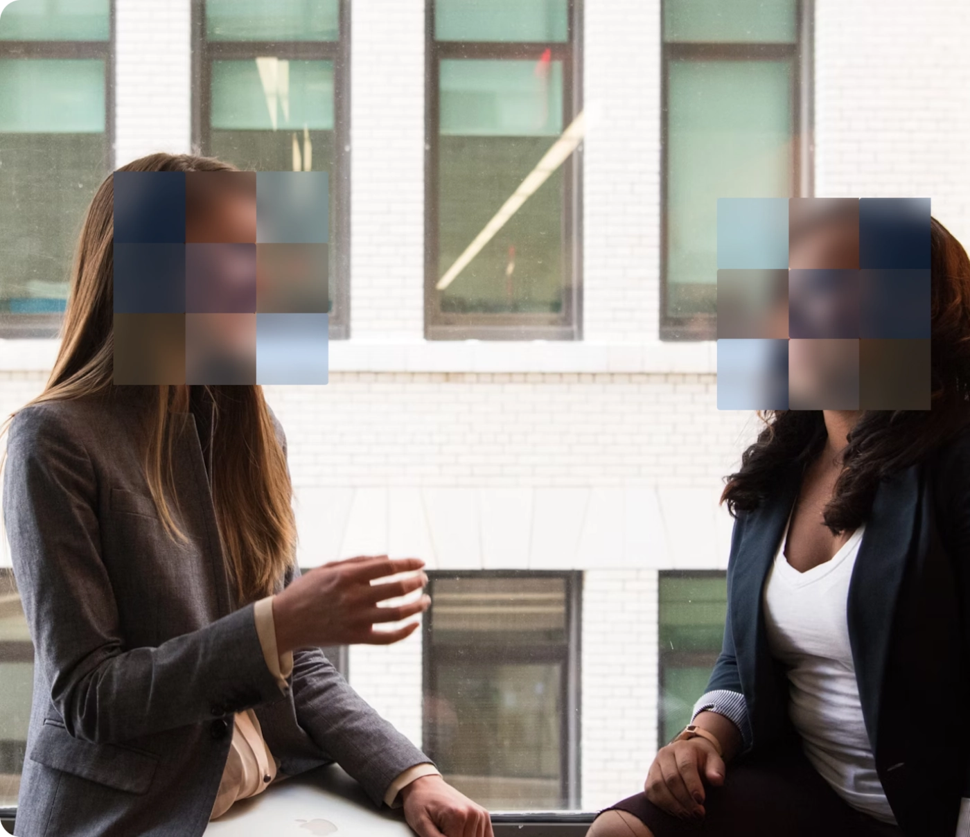 Executives Talking, Blurred Faces